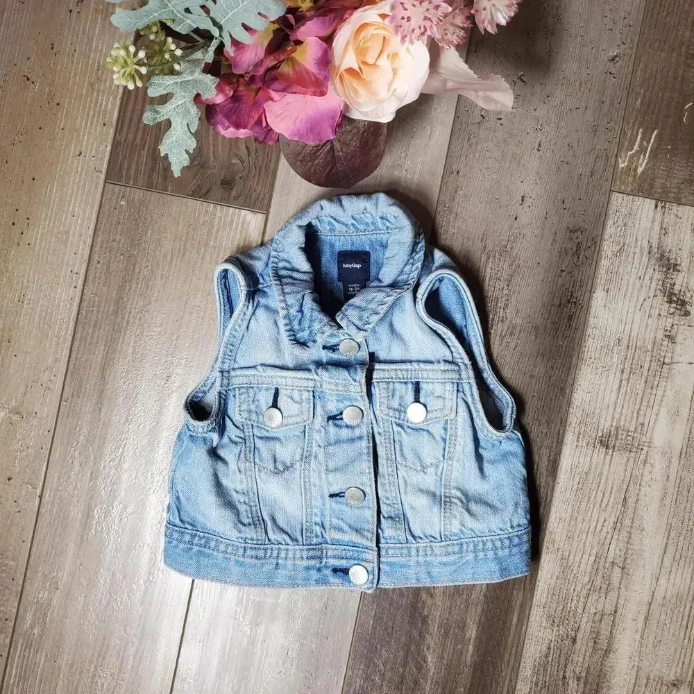 babyGap Toddler 18-24m Blue Jean Vest EUC 100% Cotton NWOT